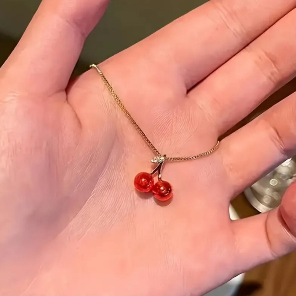 Cherry Pendant Necklace Gold - Picture 4 of 6